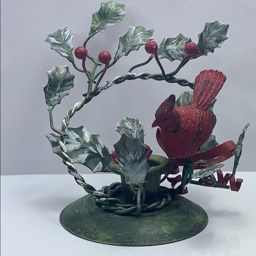 Red Robin Christmas candle holder